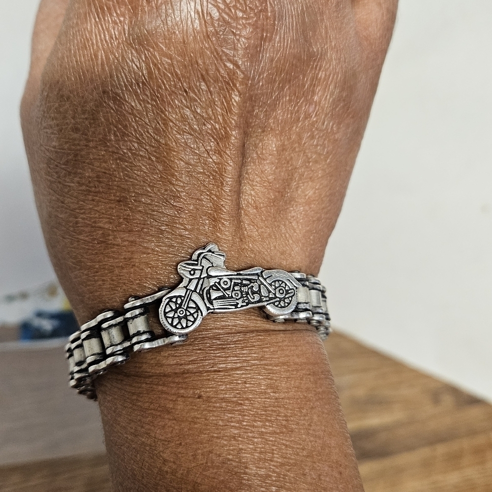 Men's Handmade 925 Sterling Mexico Motorcycle Chain Link Bracelet Unisex